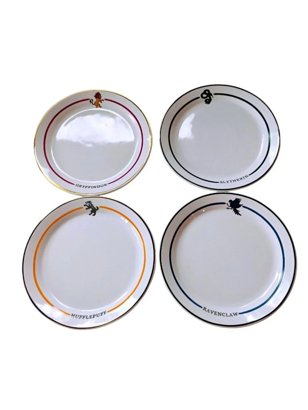 Pottery Barn Harry Potter Hogwarts Houses Stoneware Appetizer Plates Set of 4 - Picture 1 of 9